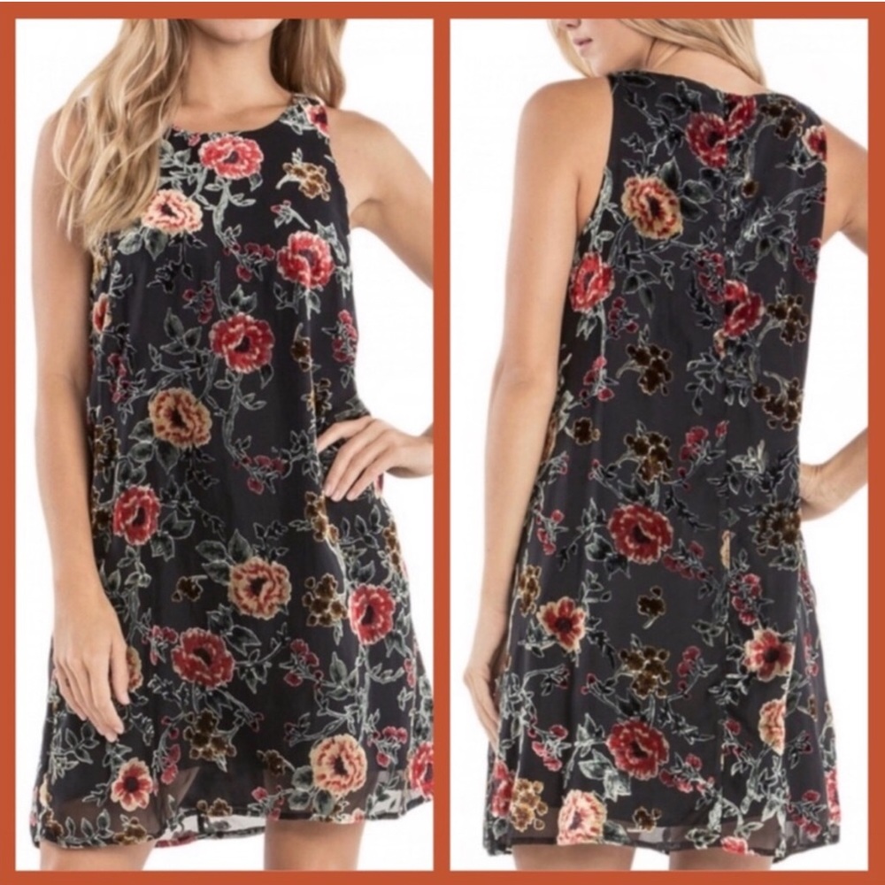 Miss Me Black Floral Embroidered Dress Size Medium